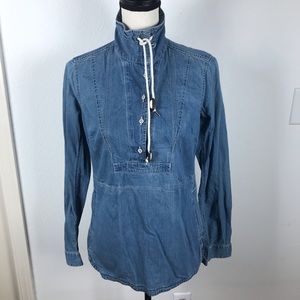 EDDIE BAUER JEAN PULLOVER 1/2 BUTTON UP TOP